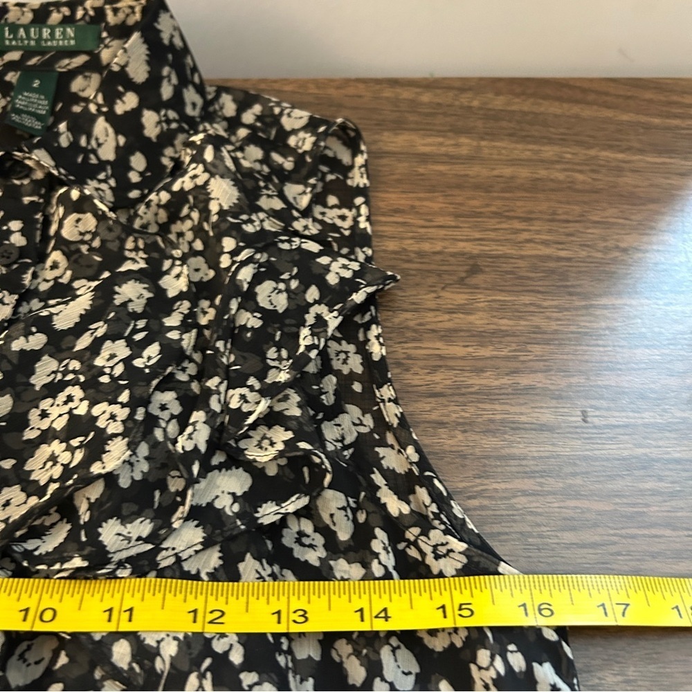 ❤️ Ralph Lauren Black and White Floral Blouse 2 - Picture 7 of 8